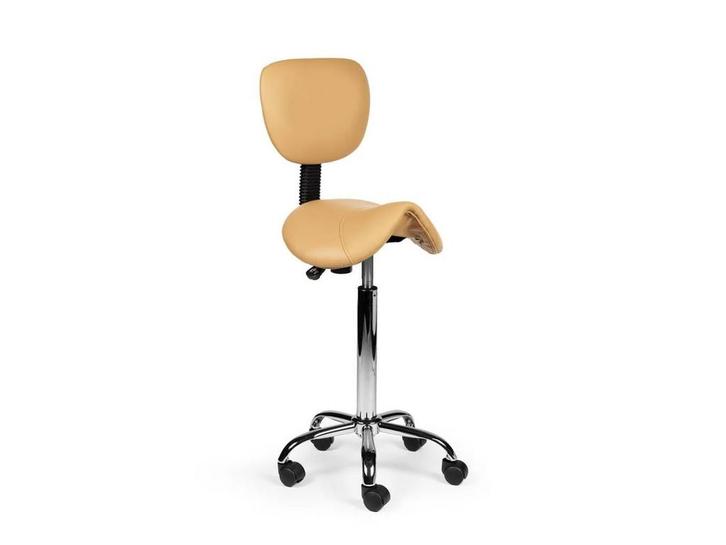 Zadelkruk met Rugleuning Beige - Hoge uitvoering, Huis en Inrichting, Krukjes, In hoogte verstelbaar, Nieuw, Kunststof