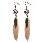 Fako Bijoux® - Oorbellen - Wiel Met Veren - Lichtroze, Verzenden, Nieuw