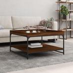 vidaXL Salontafel 80x80x45 cm bewerkt hout en ijzer bruin, 50 tot 100 cm, Verzenden, Nieuw, 50 tot 100 cm