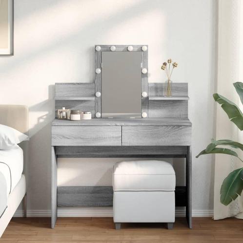 vidaXL Kaptafel met LED-verlichting 100x40x130 cm grijs, Huis en Inrichting, Tafels | Kaptafels, Nieuw, Verzenden