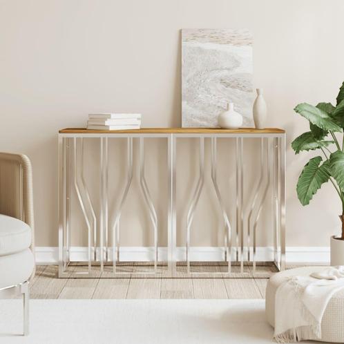 vidaXL Wandtafel roestvrij staal en massief acaciahout, Huis en Inrichting, Tafels | Bijzettafels, Nieuw, 60 cm of meer, Verzenden