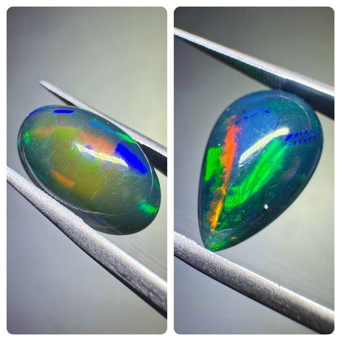 Set van 2 zwarte Ethiopische opalen. 7,99 karaat. Geen, Verzamelen, Mineralen en Fossielen