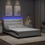 vidaXL Bedframe met LED-verlichting kunstleer wit en zwart, Huis en Inrichting, Slaapkamer | Bedden, Overige materialen, Verzenden