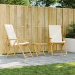 vidaXL Tuinstoelen 2 st inklapbaar met kussens bamboe, Tuin en Terras, Tuinstoelen, Verzenden, Nieuw, Hout