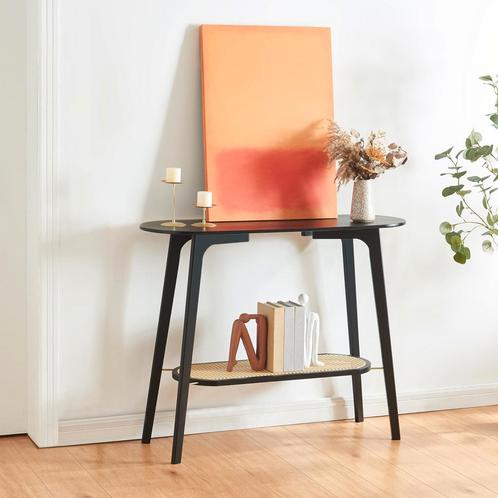 Console tafel Taivalkoski sidetable 80x35x100 cm zwart en ro, Huis en Inrichting, Tafels | Sidetables, Nieuw, Verzenden