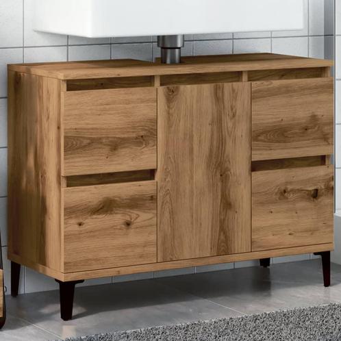 vidaXL Wastafelkast 80x33x60 cm bewerkt hout artisanaal, Huis en Inrichting, Tafels | Kaptafels, Nieuw, Verzenden