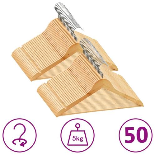 vidaXL 50-delige Kledinghangerset anti-slip hardhout, Kleding | Dames, Kledinghangers, Nieuw, Verzenden