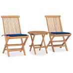 vidaXL 3-delige Tuinset inklapbaar met kussen massief, Tuin en Terras, Tuinsets en Loungesets, 2 zitplaatsen, Verzenden, Teakhout