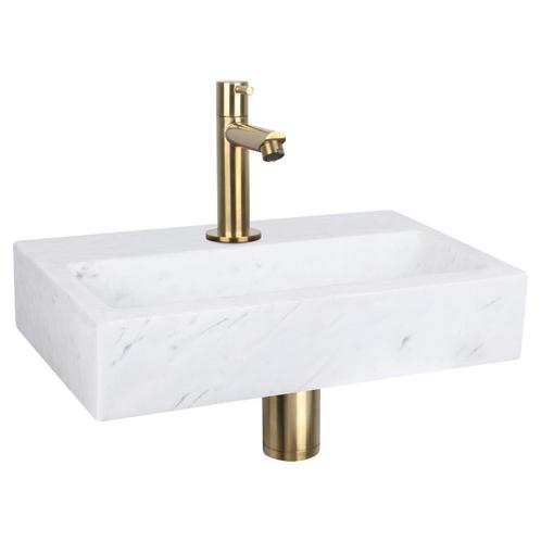 Fonteinset Differnz Flat Marmer 38x24x8 cm Wit Met Rechte, Doe-het-zelf en Verbouw, Sanitair, Overige typen, Nieuw, Ophalen of Verzenden