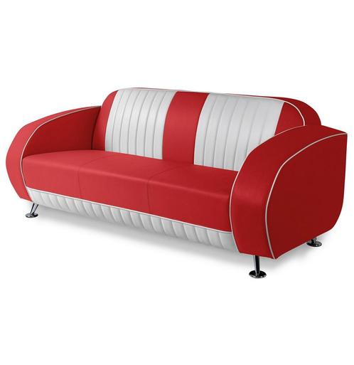 Bel Air Retro Waverly Tweezitter Sofa SF02CBG63 Rood/Wit, Huis en Inrichting, Banken | Bankstellen, Ophalen