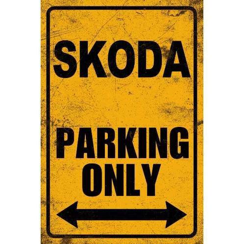 Skoda Parking only Parkeerbord Wandbord Tekstbord Bord, Verzamelen, Automerken, Motoren en Formule 1, Auto's, Nieuw, Ophalen of Verzenden