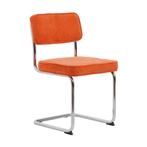 *WOONWINKEL* Ribstof Eetkamerstoel Oranje Met Chroom, Huis en Inrichting, Stoelen, Verzenden, Nieuw, Stof