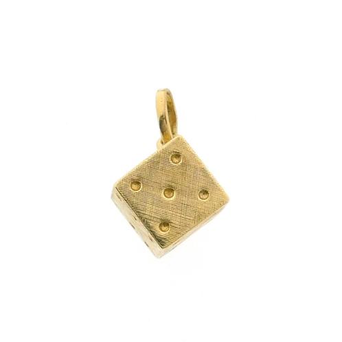 Gouden hanger van een dobbelsteen (ketting hanger), Sieraden, Tassen en Uiterlijk, Bedels, Gebruikt, Overige merken, Goud, Ophalen of Verzenden
