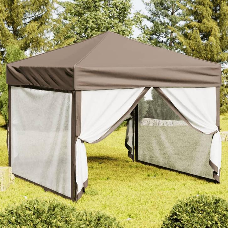 vidaXL Partytent inklapbaar met zijwanden 3x3 m taupe, Tuin en Terras, Partytenten, Partytent, Nieuw, Verzenden