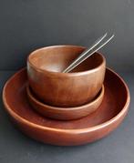 Schaal - Teak - Vintage borrelset - Teak saladekom met