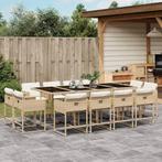 vidaXL 13-delige Tuinset met kussens poly rattan beige, 2 zitplaatsen, Nieuw, Tuinset, Verzenden