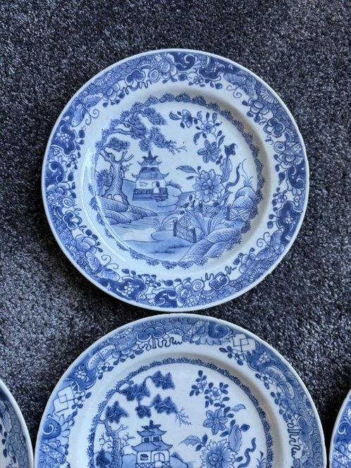 Zes Fijne Blauwe Borden(met label) - Bord (6) - Porselein -, Antiek en Kunst, Antiek | Overige Antiek
