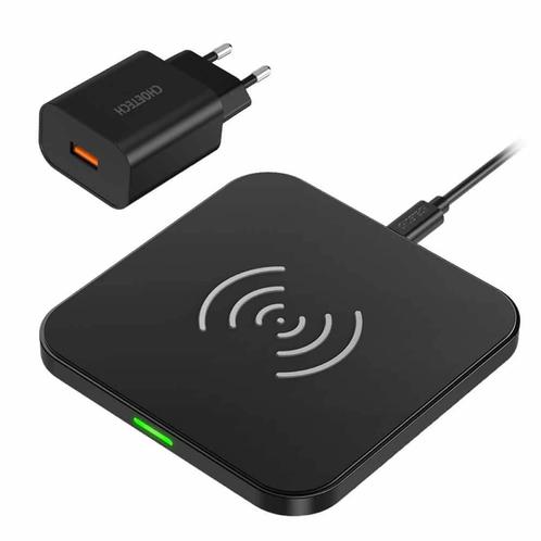 Choetech T511-S - pad vierkant - zwart -10W + USB stekker, Telecommunicatie, Mobiele telefoons | Telefoon-opladers, Nieuw, Ophalen of Verzenden
