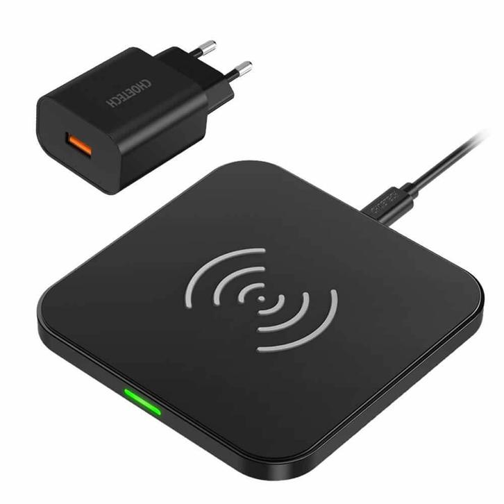 Choetech T511-S - pad vierkant - zwart -10W + USB stekker, Telecommunicatie, Mobiele telefoons | Telefoon-opladers, Nieuw, Ophalen of Verzenden
