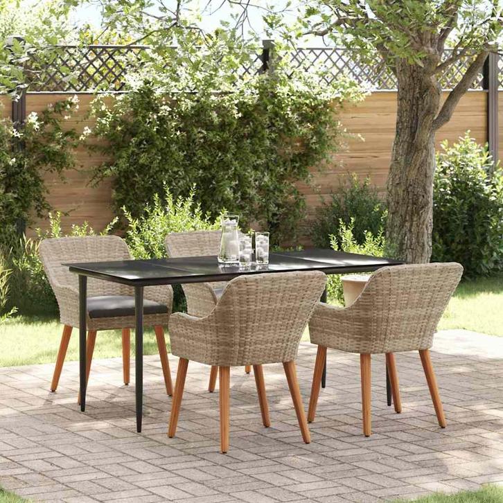 vidaXL Eetkamerset Lichtgrijs Poly riet, Tuin en Terras, Tuinsets en Loungesets, Nieuw, Rotan, Verzenden