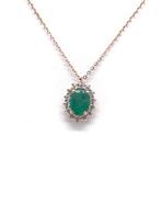 Halsketting Roségoud -  1.55 tw. Smaragd - Diamant