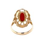 Gouden vintage ring met bloedkoraal 14 krt, Sieraden, Tassen en Uiterlijk, Ringen, Ophalen of Verzenden, Nieuw