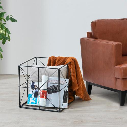 [en.casa] Krantenmand metaal 40x40x40 cm zwart, Doe-het-zelf en Verbouw, Kratten en Dozen, Nieuw, Verzenden