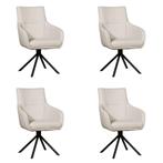 Set van 4 Crème leren industriële draaibare eetkamerstoelen, Huis en Inrichting, Stoelen, Nieuw, Leer, Ophalen of Verzenden, Vier