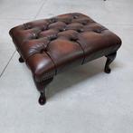 Chesterfield style - Voetbankje - Puff - Leder, Hout - Nieuw