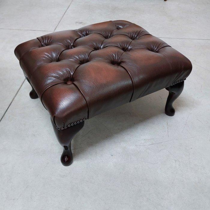 Chesterfield style - Voetbankje - Puff - Leder, Hout - Nieuw, Antiek en Kunst, Curiosa en Brocante