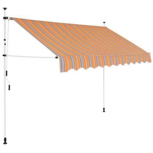 vidaXL Luifel handmatig uittrekbaar 250 cm geel en blauwe, Tuin en Terras, Zonneschermen, Nieuw, Verzenden