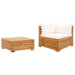 vidaXL 2-delige Loungeset met kussens massief acaciahout, Tuin en Terras, Verzenden, Nieuw, Hardhout, Loungeset