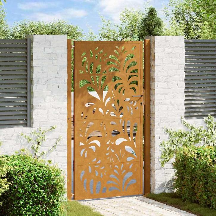 vidaXL Poort met golfontwerp 100x175 cm weervast staal, Tuin en Terras, Tuinpoorten, Nieuw, Verzenden