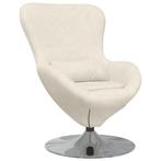 Eivormige Stoel Creme Fluweel | Gebruikt | 40% Korting, Huis en Inrichting, Fauteuils, Minder dan 75 cm, Nieuw, Ophalen of Verzenden