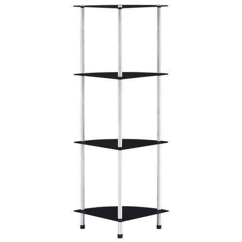 vidaXL Kastje 4-laags 30x30x100 cm gehard glas zwart, Huis en Inrichting, Kasten | Boekenkasten, 25 tot 50 cm, Nieuw, Glas, 100 tot 150 cm