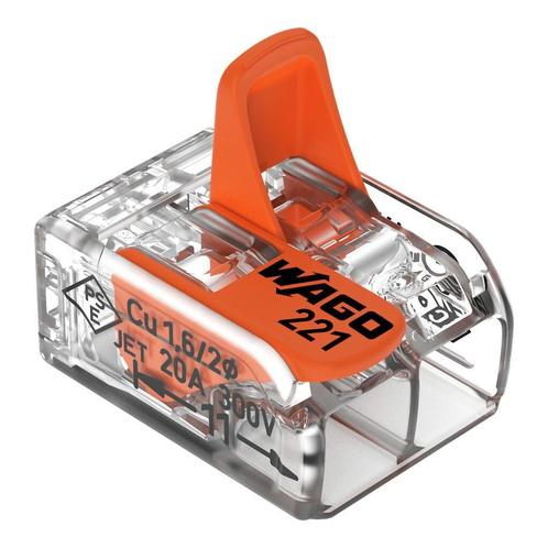 Wago verbindingsklem 2-VOUDIG 0,2-4 MM² - Doorvoerconnector, Doe-het-zelf en Verbouw, Elektra en Kabels, Overige typen, Nieuw