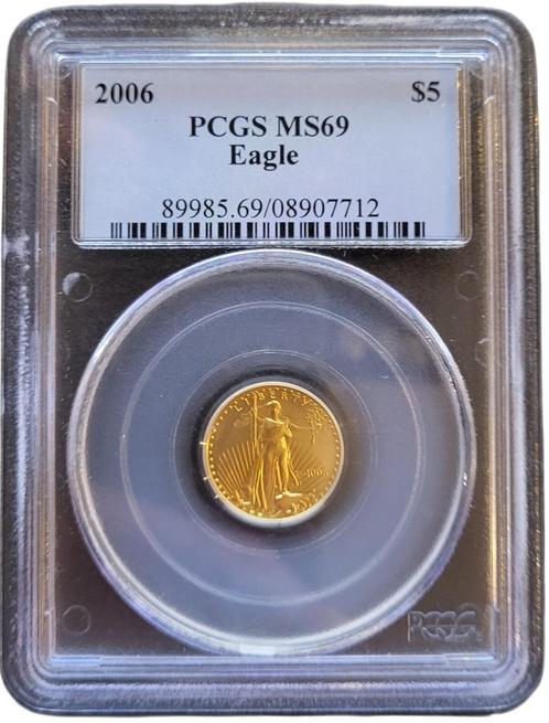 Gouden American Eagle 1/10 oz 2006 PCGS MS69 gecertificeerd, Postzegels en Munten, Munten | Amerika, Midden-Amerika, Losse munt