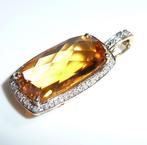 Hanger - 14 karaat Geel goud Citrien - Diamant -