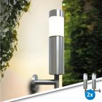 Solar wandlamp Lucifer RVS op zonne energie - Set van 2, Tuin en Terras, Buitenverlichting, Zonne-energie, Verzenden, Wandlamp