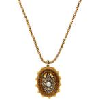 Gouden collier met parel en diamant hanger 9/18 krt, Ophalen of Verzenden, Nieuw