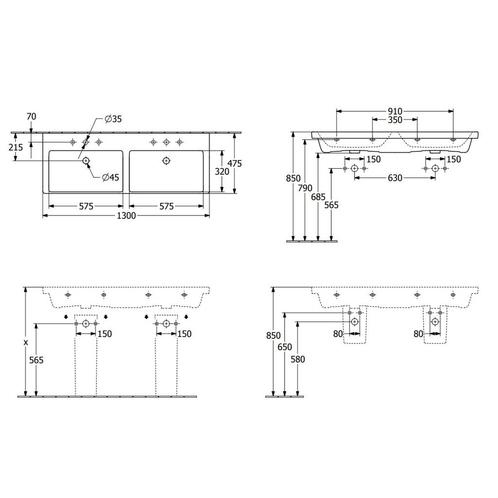 Wastafel Villeroy & Boch Subway 3.0 Dubbele Wasbak, Doe-het-zelf en Verbouw, Sanitair, Ophalen of Verzenden