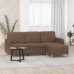 vidaXL Driezitsbank met voetenbank 180 cm stof bruin, Huis en Inrichting, Banken | Bankstellen, Verzenden, 150 tot 200 cm, Stof