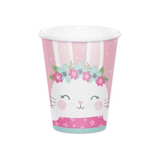 Roze Feestbekers Konijn (8st), Hobby en Vrije tijd, Feestartikelen, Nieuw, Ophalen of Verzenden