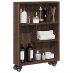 vidaXL Opbergtrolley smal 48x13x68 cm bewerkt hout bruin, Verzenden, Nieuw, Overige houtsoorten
