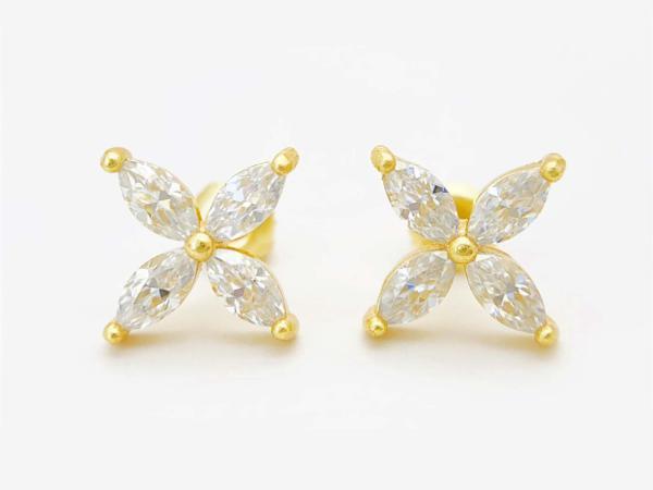 Veiling - Oorknoppen geel marquise, Sieraden, Tassen en Uiterlijk, Oorbellen