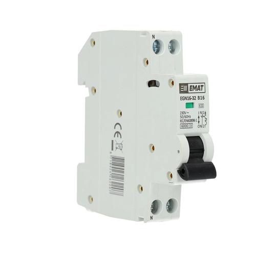 EMAT installatieautomaat 1-polig+nul 16A B-kar (85001004), Doe-het-zelf en Verbouw, Elektra en Kabels, Verzenden