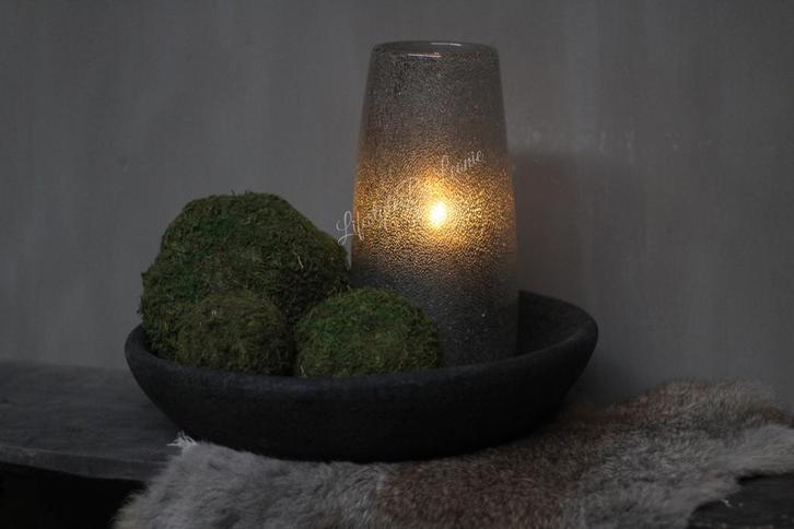 Vaas / windlicht Dew grey bubbels 27 cm, Huis en Inrichting, Woonaccessoires | Kandelaars en Kaarsen, Nieuw, Ophalen of Verzenden