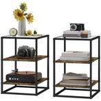 Bijzettafels - Modern design - Glazen blad - Bruin, Huis en Inrichting, Tafels | Bijzettafels, Ophalen of Verzenden, Nieuw, Modern