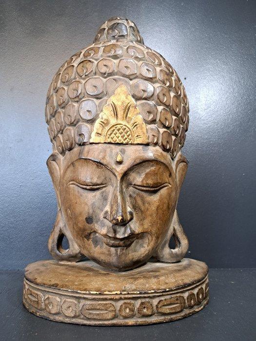 Boeddha masker op voetstuk - Beeld - Indonesië (Zonder, Antiek en Kunst, Kunst | Niet-Westerse kunst