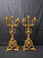 Kandelaber (2) - Verguld brons - Rococo, Antiek en Kunst